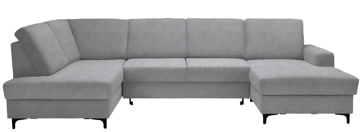 WOHNLANDSCHAFT Webstoff Silberfarben  - Silberfarben/Schwarz, Konventionell, Textil/Metall (185/317/167cm) - Stylife