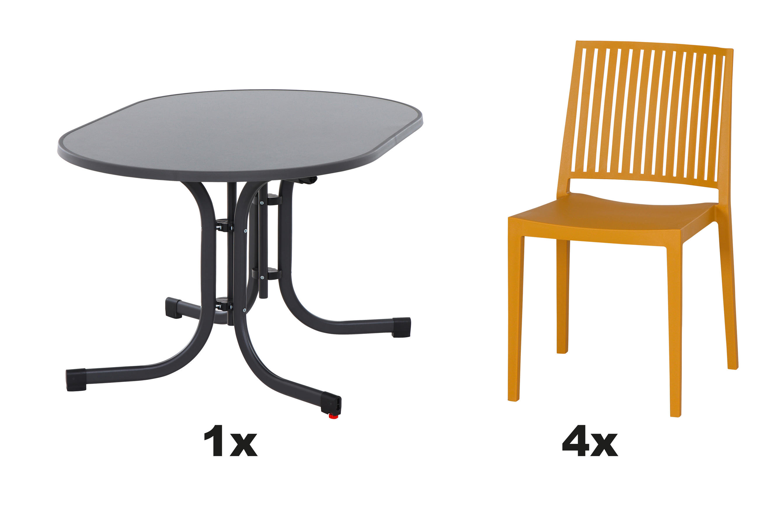 GARTENGARNITUR 5-teilig Stahl  - Gelb, Basics, Kunststoff/Metall (90/80/140cm) - Siena Garden