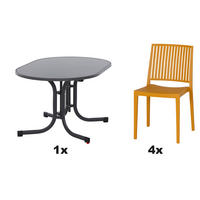 GARTENGARNITUR 5-teilig  - Gelb, Basics, Holzwerkstoff/Kunststoff (90/80/140cm) - Siena Garden