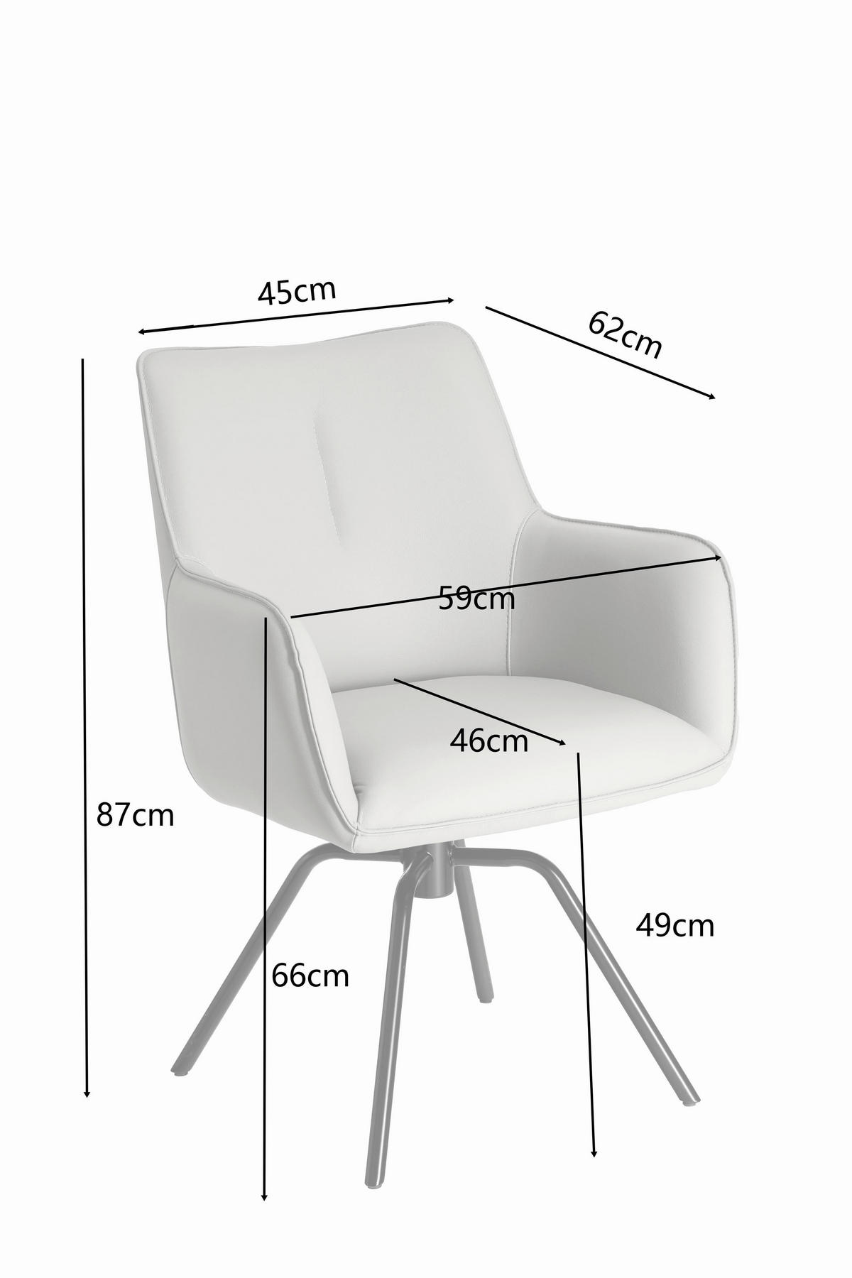 ARMLEHNSTUHL  Sitzfläche 360° drehbar, inklusive Armlehnen, automatische Rückholfunktion  Echtleder  - Beige/Schwarz, Design, Leder/Metall (59/87/62cm) - Novel