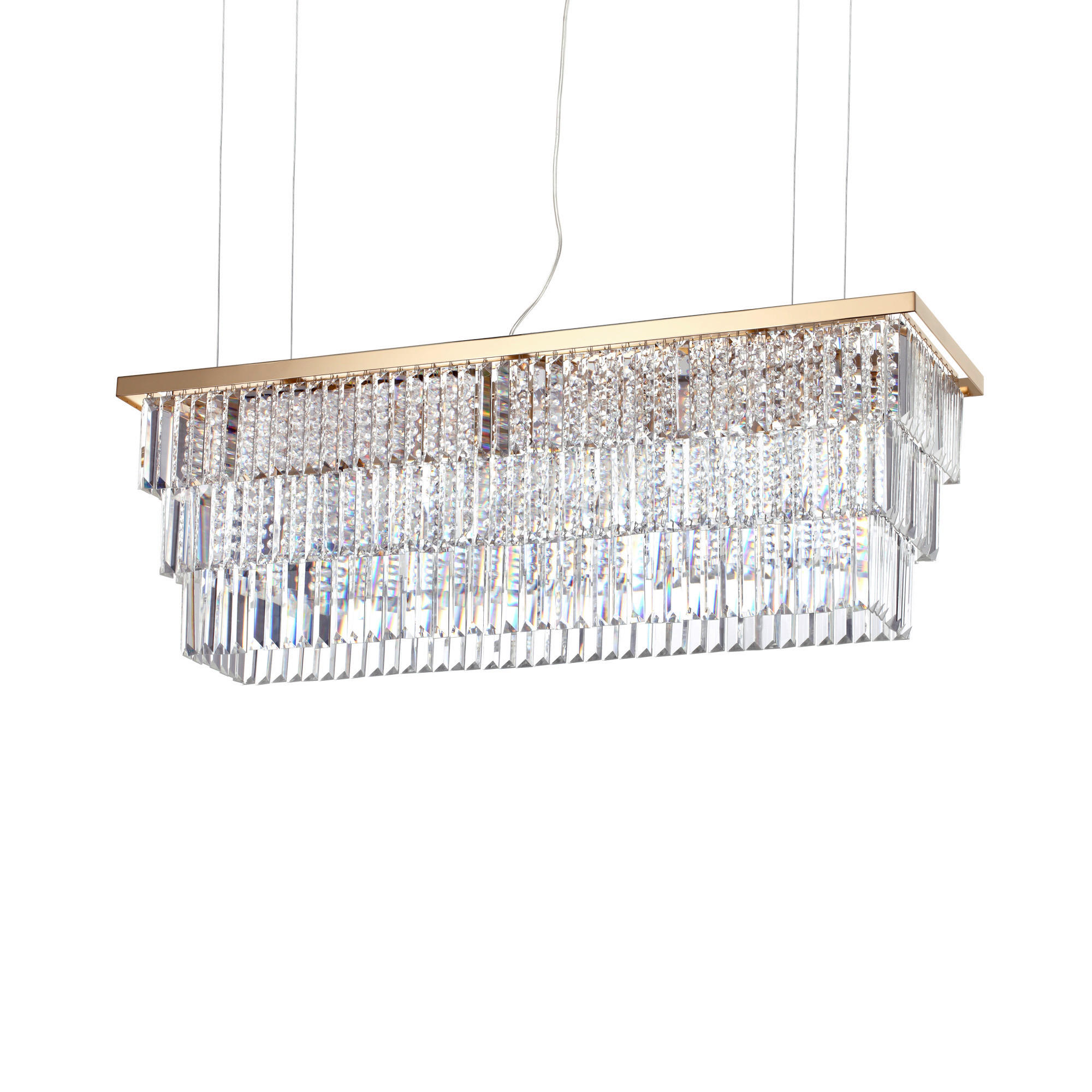 HÄNGELEUCHTE 103/65-132/30,5 cm  - Goldfarben, KONVENTIONELL, Glas/Metall (103/65-132/30,5cm) - Ideal Lux