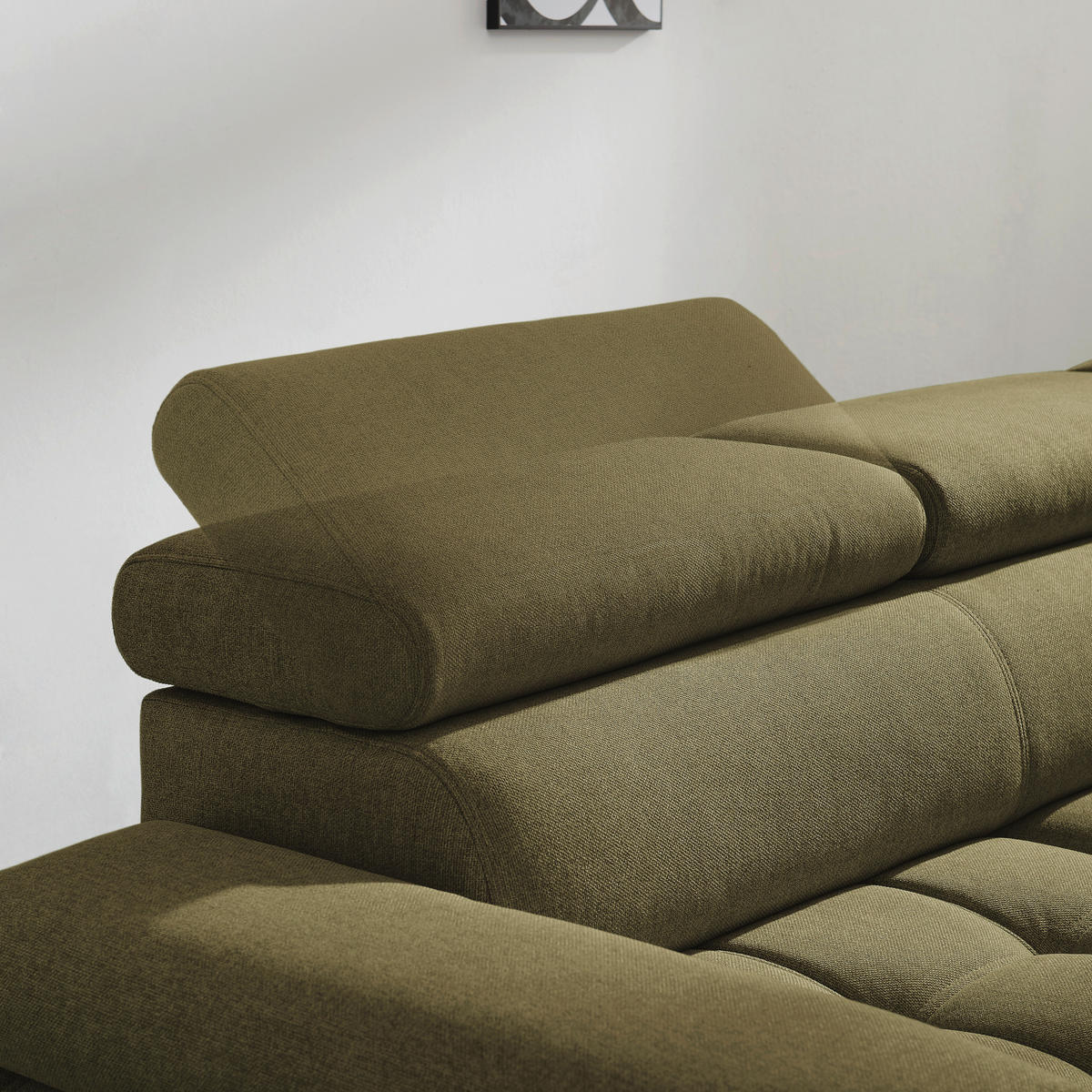ECKSOFA in Webstoff Olivgrün  - Schwarz/Olivgrün, Design, Textil/Metall (263/223cm) - Welnova