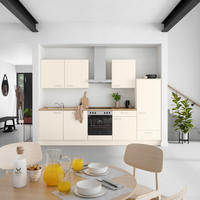 KÜCHENBLOCK 300 cm   in Eichefarben, Magnolie  - Edelstahlfarben/Eichefarben, MODERN, Holzwerkstoff/Metall (300cm) - Nobilia