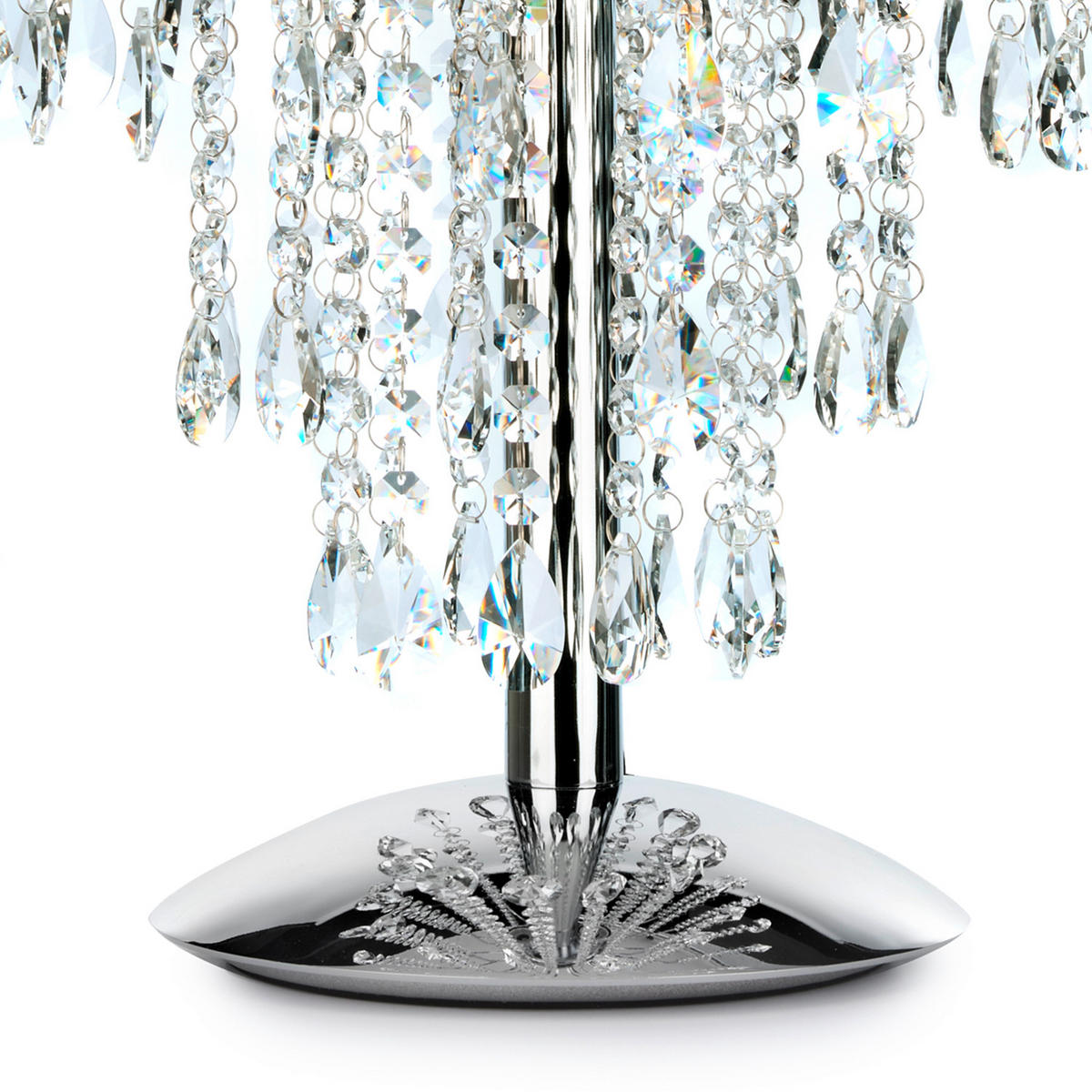 KRISTALL-TISCHLEUCHTE 25/50 cm   - Chromfarben, LIFESTYLE, Glas/Metall (25/50cm)