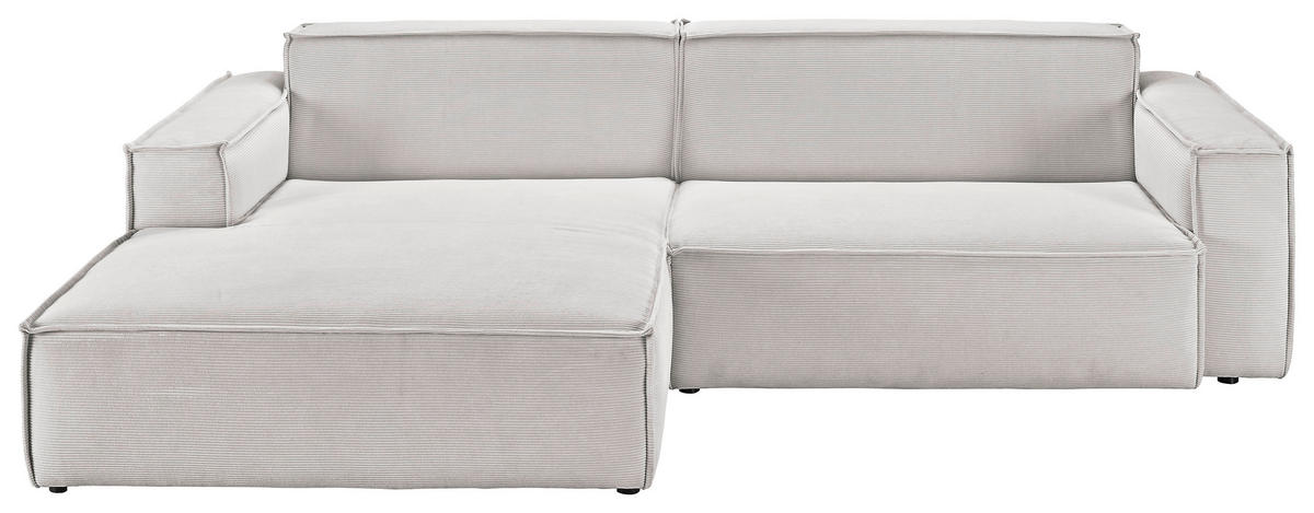 ECKSOFA Hellgrau Feincord  - Hellgrau/Schwarz, KONVENTIONELL, Kunststoff/Textil (168/276cm) - Hom`in