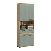 HOCHSCHRANK 70/191/31 cm  - Salbeigrün/Schwarz, Trend, Holzwerkstoff/Kunststoff (70/191/31cm) - MID.YOU