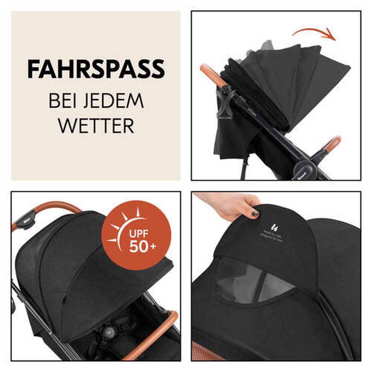 BUGGY Uptown  - Schwarz, Basics, Kunststoff/Textil (59.5/107/85cm) - Hauck