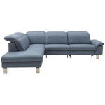 ECKSOFA  in Echtleder Blaugrau  233/309 cm  - Edelstahlfarben/Blaugrau, Design, Leder/Metall (233/309cm) - Dieter Knoll
