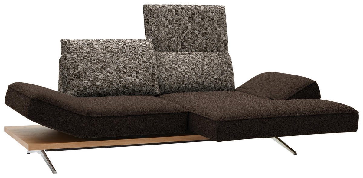 ECKSOFA in Flachgewebe Braun  240/132 cm  - Chromfarben/Braun, Design, Holz/Textil (240/132cm) - Koinor