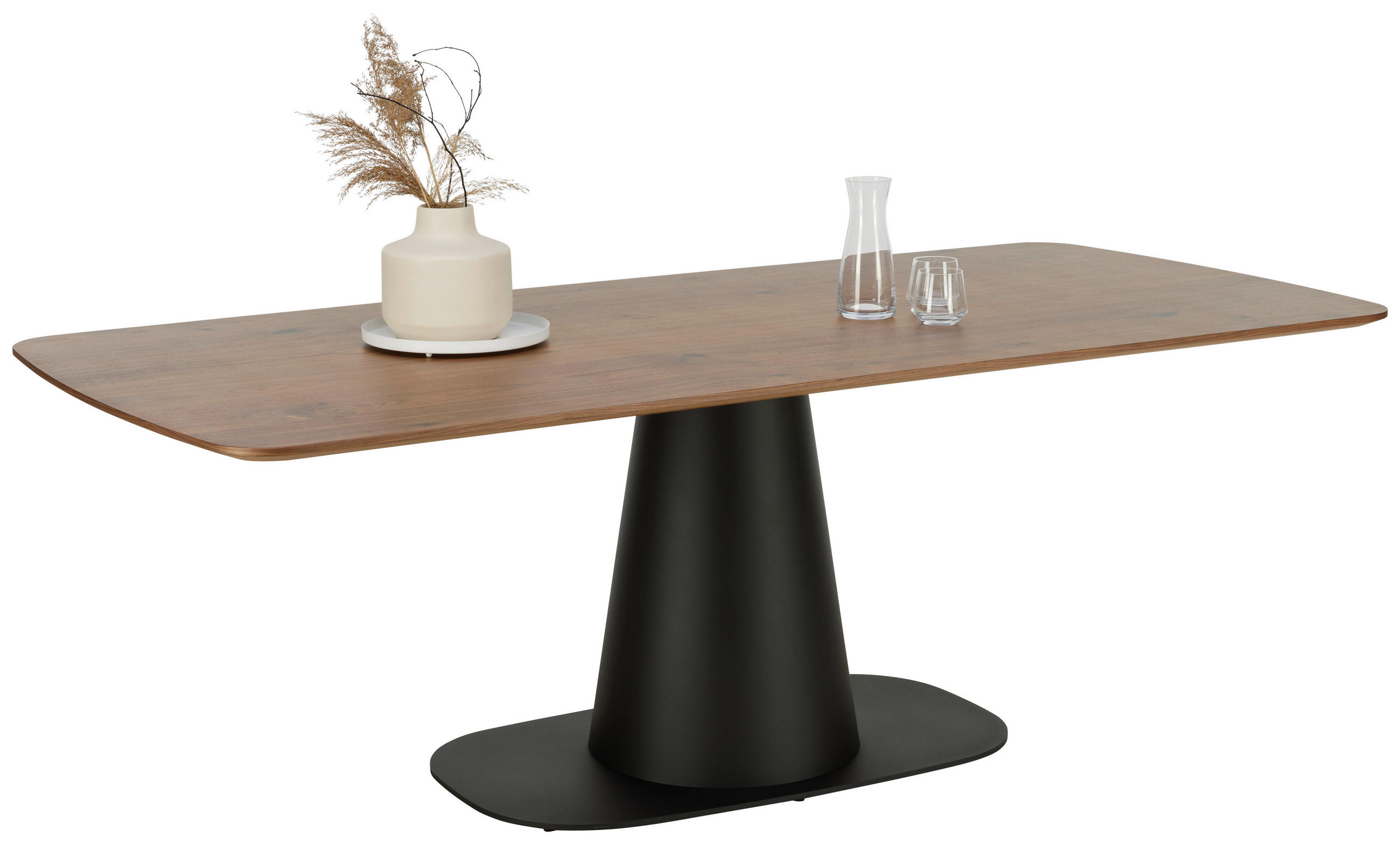 ESSTISCH 200/100/76 cm Echtholz  Holz, Metall In verschiedenen Grössen erhältlich, in verschiedenen Holzarten erhältlich, Variantenauswahl rechteckig Schwarz, Nussbaumfarben  - Nussbaumfarben/Schwarz, Design, Holz/Metall (200/100/76cm) - Koinor