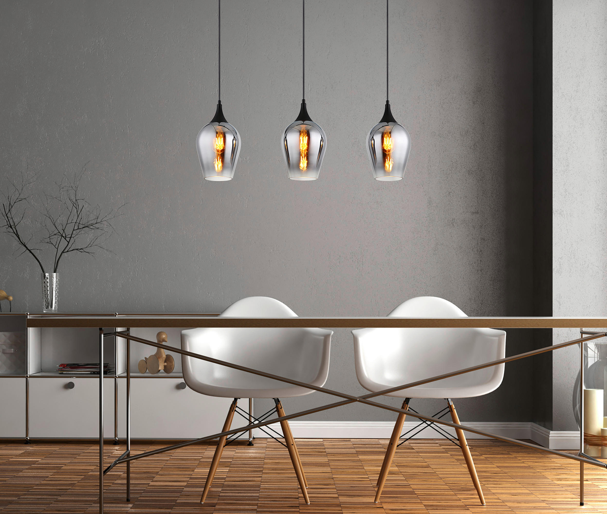 HÄNGELEUCHTE 83/18/120 cm   - Schwarz, Design, Glas/Metall (83/18/120cm) - Globo