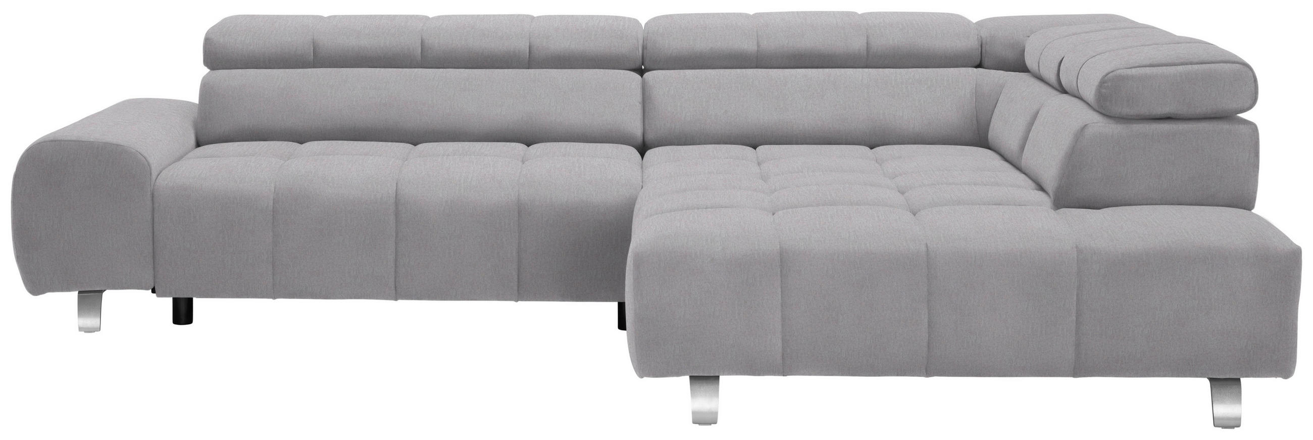 ECKSOFA Hellgrau Webstoff  - Dunkelgrau/Silberfarben, Design, Textil/Metall (295/201cm) - Hom`in