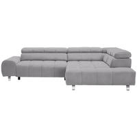 ECKSOFA Hellgrau Webstoff  - Dunkelgrau/Silberfarben, Design, Textil/Metall (295/201cm) - Hom`in