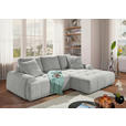 Ecksofa mit Funktion Creme Flachgewebe Zierkissen, Rückenkissen, Bettkasten, Schlaffunktion, Rücken echt, Liegefläche im Originalstoff  - Creme/Schwarz, KONVENTIONELL, Kunststoff/Textil (277/190cm) - Carryhome