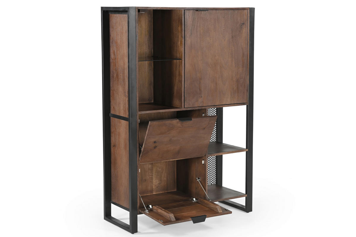 HIGHBOARD  104/150/40 cm 2 Schublade(n)  - Dunkelbraun/Anthrazit, KONVENTIONELL, Glas/Holz (104/150/40cm) - Livetastic