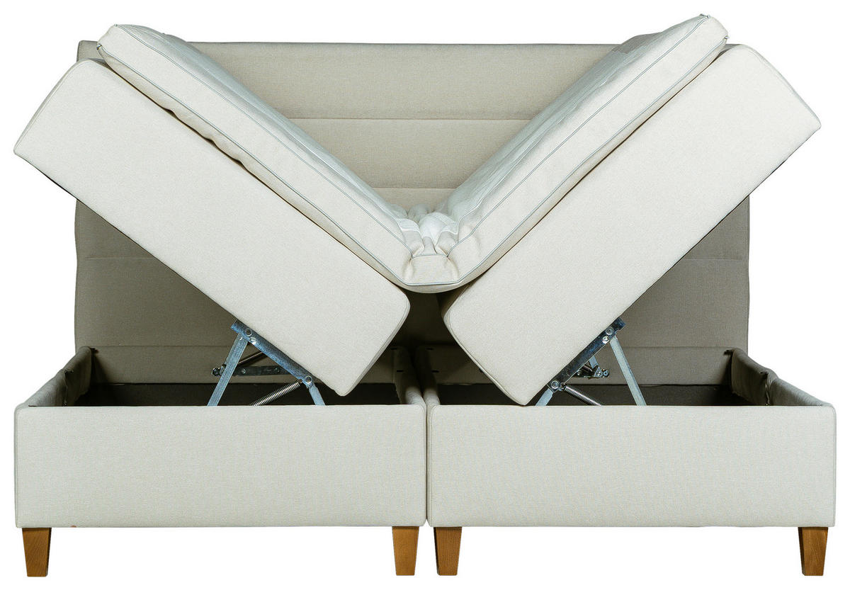 KONTINENTALSÄNG  i grå, vit  - vit/valnötsfärgad, Klassisk, metall/trä (180/200cm) - Niels Andersson