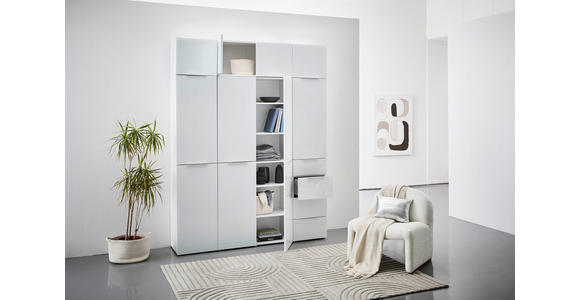 AUFSATZSCHRANK 91/40/40,5 cm - Weiß Hochglanz/Alufarben, Design, Holzwerkstoff/Metall (91/40/40,5cm) - Voleo