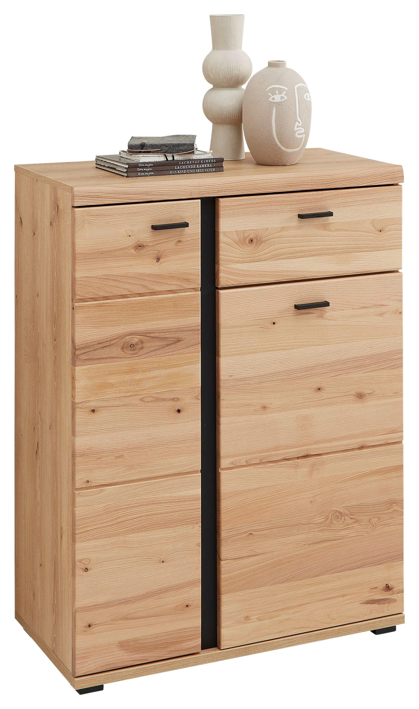 SCHUHSCHRANK Esche massiv Eichefarben, Eschefarben  - Eichefarben/Anthrazit, Natur, Holz/Holzwerkstoff (80/107/40cm) - Linea Natura