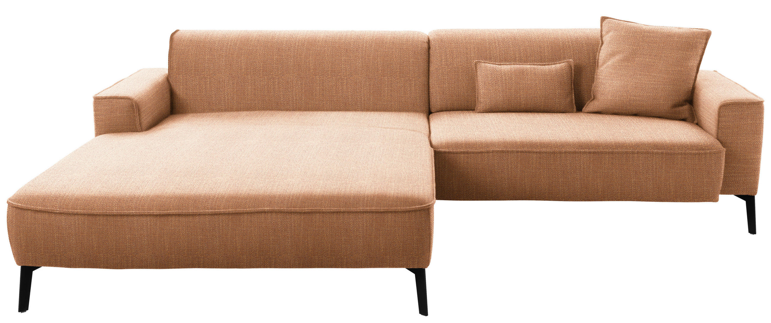 ECKSOFA Flachgewebe Rostfarben  - Rostfarben/Schwarz, Design, Textil/Metall (190/285cm) - Johann Jakob