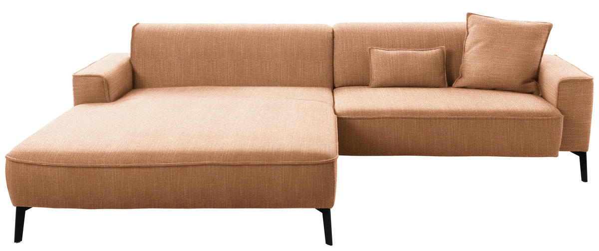 ECKSOFA  in Flachgewebe Rostfarben  190/285 cm  - Rostfarben/Schwarz, Design, Textil/Metall (190/285cm) - Johann Jakob
