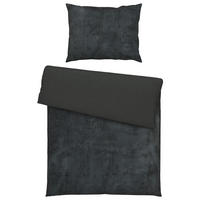 BETTWÄSCHESET Samt, Teddystoff 160/210 cm  100 cm/65 cm  - Anthrazit, Design, Textil (160/210cm) - Novel