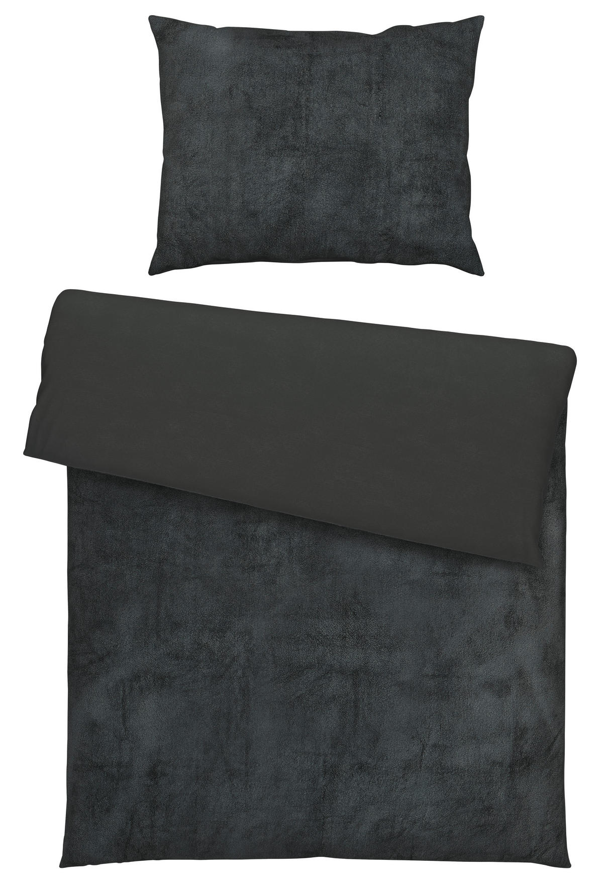 BETTWÄSCHESET Samt, Teddystoff 160/210 cm  100 cm/65 cm  - Anthrazit, Design, Textil (160/210cm) - Novel