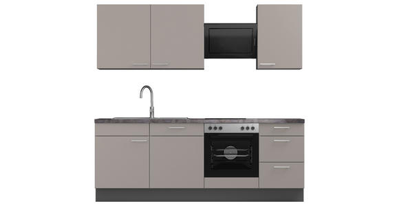 KÜCHENBLOCK 230 cm in Graphitfarben, Kaschmir - Kaschmir/Edelstahlfarben, MODERN, Holzwerkstoff/Metall (230cm) - Xora