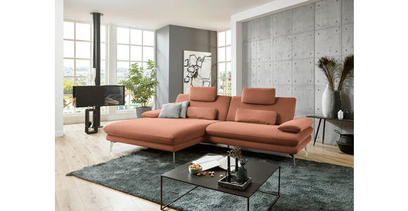 ECKSOFA in Webstoff Orange  - Schwarz/Orange, Design, Textil/Metall (184/284cm) - Dieter Knoll