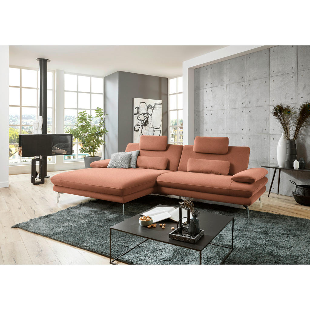 Thumbnail - Dieter Knoll Ecksofa, Orange, Textil, 3-Sitzer, Ottomane links, L-Form, 284x184 cm, Goldenes M, Fußauswahl, Stoffauswahl...