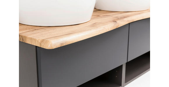 WASCHTISCHKOMBI 121 cm  - Graphitfarben/Weiß, Natur, Keramik/Holzwerkstoff (121cm) - Xora