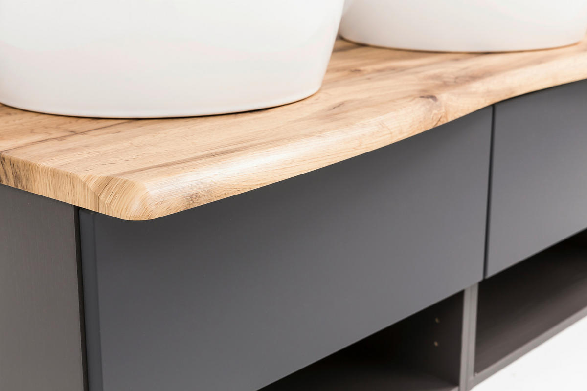 WASCHTISCHKOMBI 121 cm  - Graphitfarben/Weiß, Natur, Keramik/Holzwerkstoff (121cm) - Xora