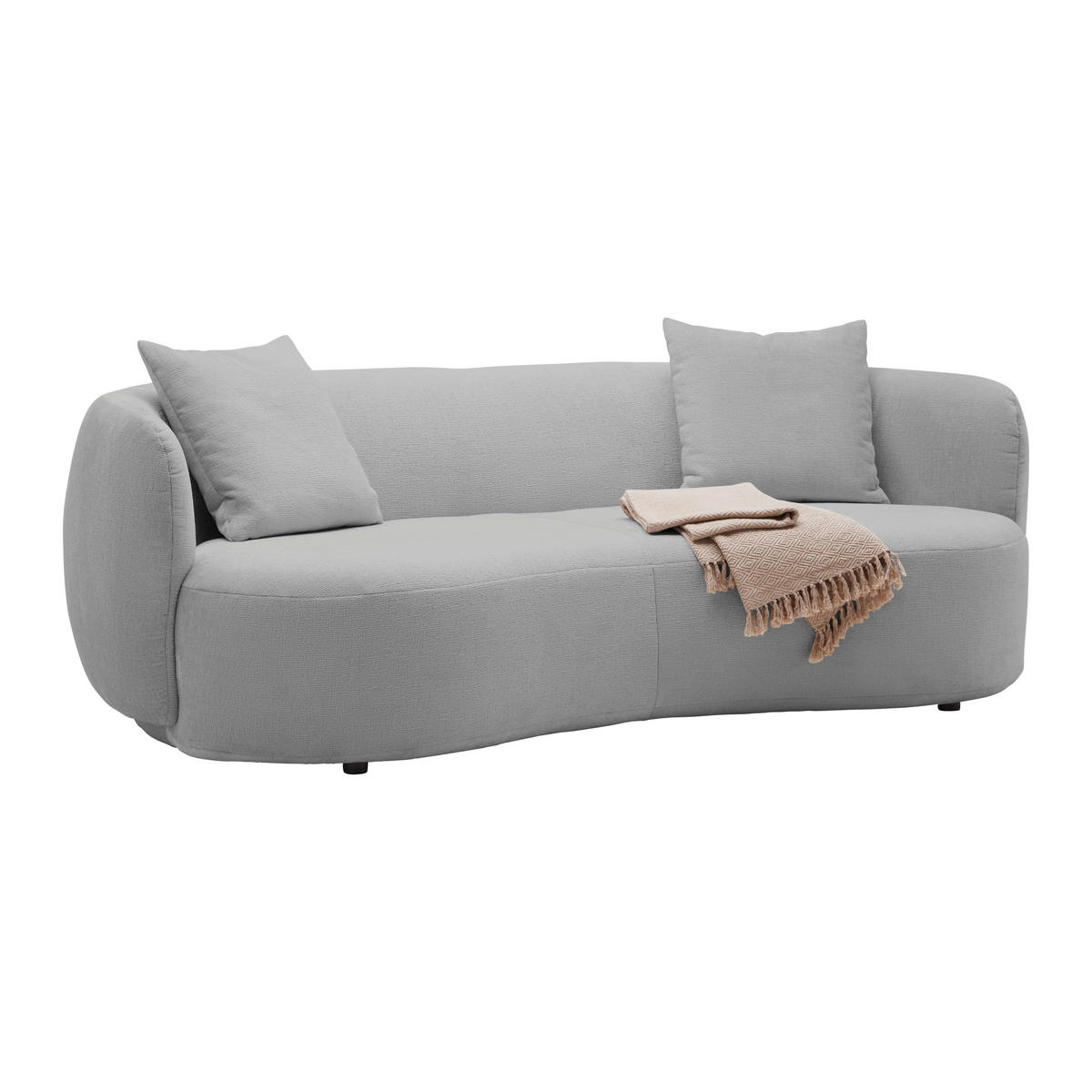 BIG SOFFA i chenille ljusgrå  - ljusgrå/svart, Modern, textil/plast (235/72/110cm) - MID.YOU