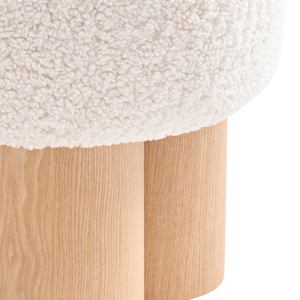 HOCKER Teddystoff Naturfarben, Weiß  - Naturfarben/Weiß, MODERN, Textil (50/49/50cm) - Livetastic