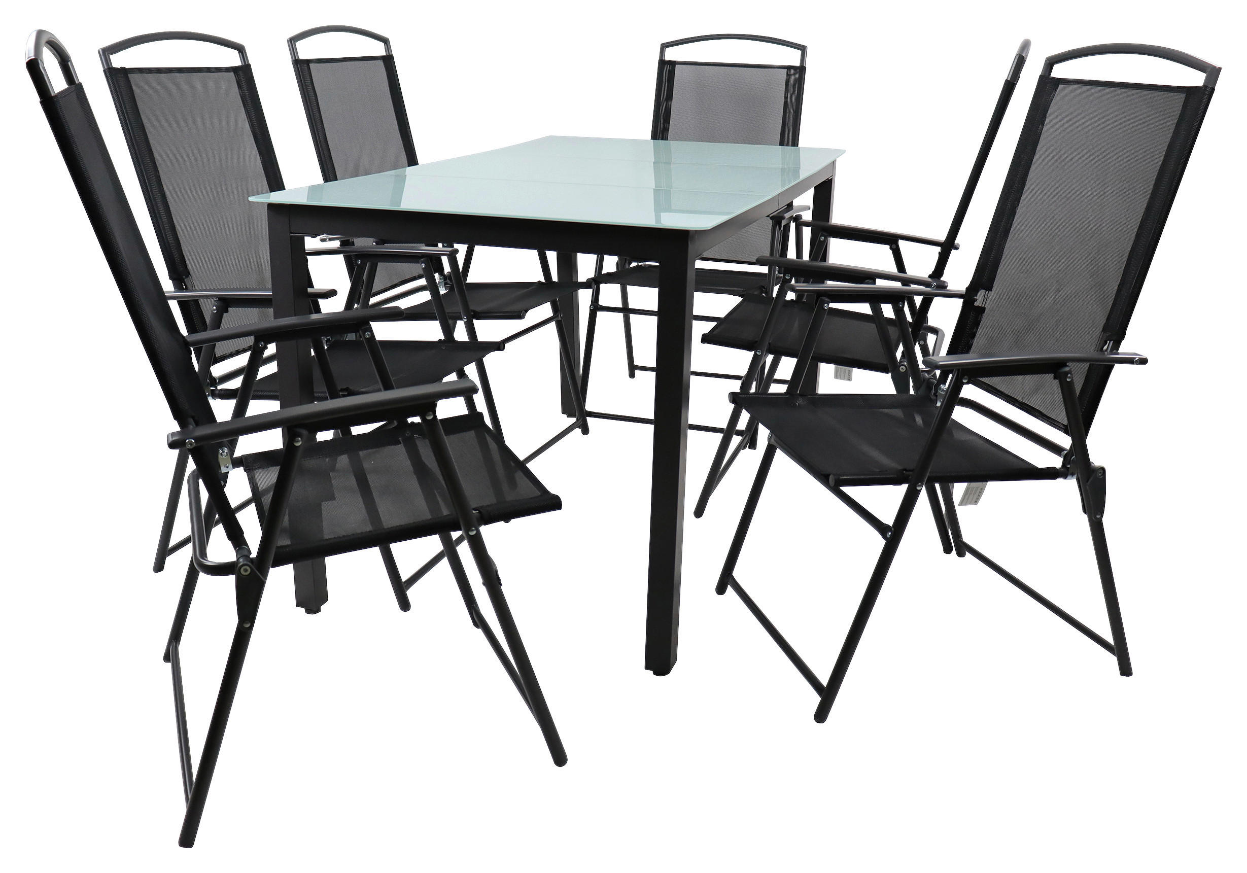 Gartenmöbel Set 7-tlg. Aus Metall/textil/glas
