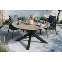 GARTENTISCH Metall, Kunststoff rund  - Dunkelgrau/Naturfarben, MODERN, Kunststoff/Metall (150/75/150cm) - Ambia Garden