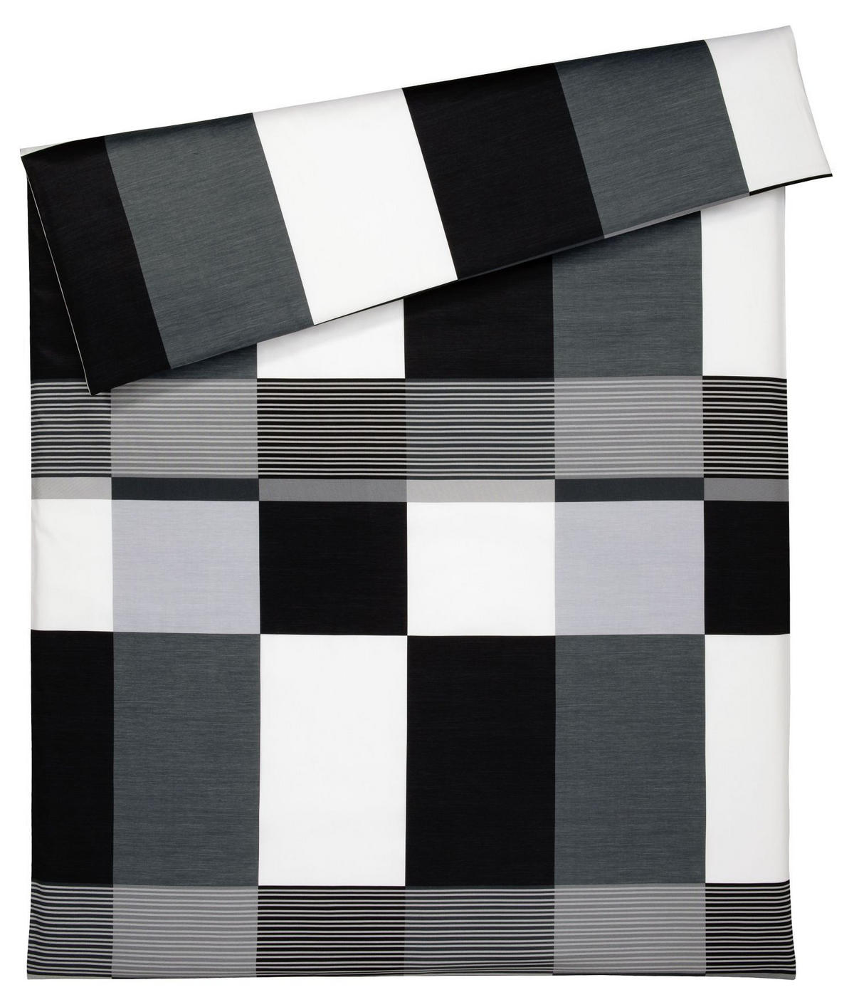BETTWÄSCHE Plaza Squares Makosatin 140/200 cm  - Schwarz, Basics, Textil (140/200cm) - Joop!