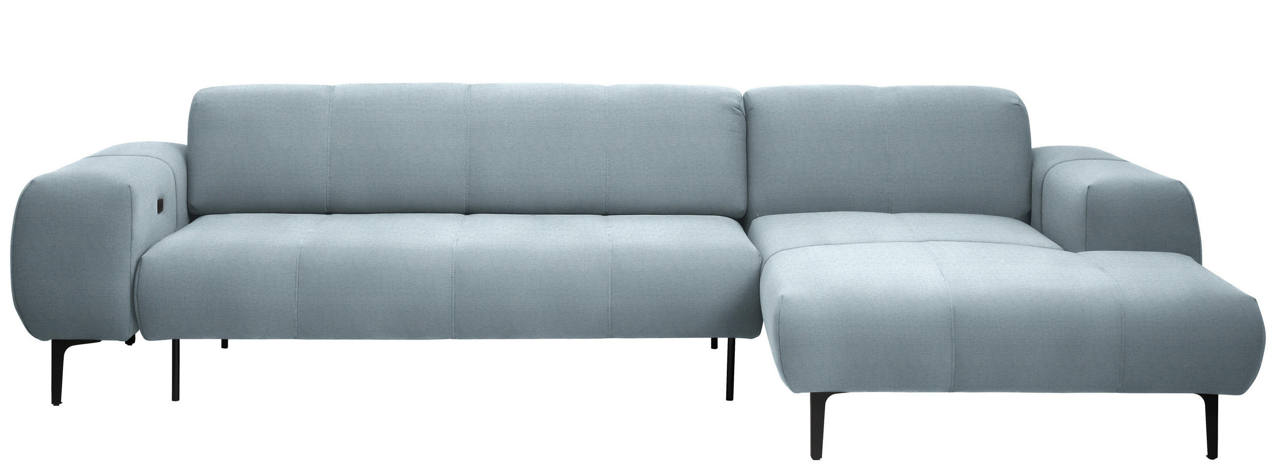 ECKSOFA in Chenille Pastellblau  - Pastellblau/Schwarz, Design, Textil/Metall (311/167cm) - Xora