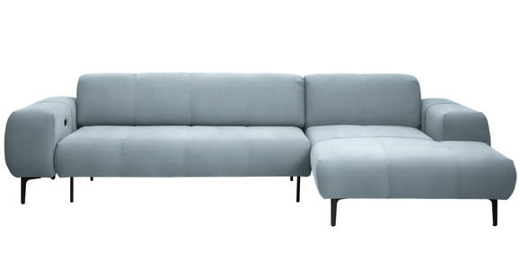 ECKSOFA in Chenille Pastellblau 311/167 cm - Pastellblau/Schwarz, Design, Textil/Metall (311/167cm) - Xora