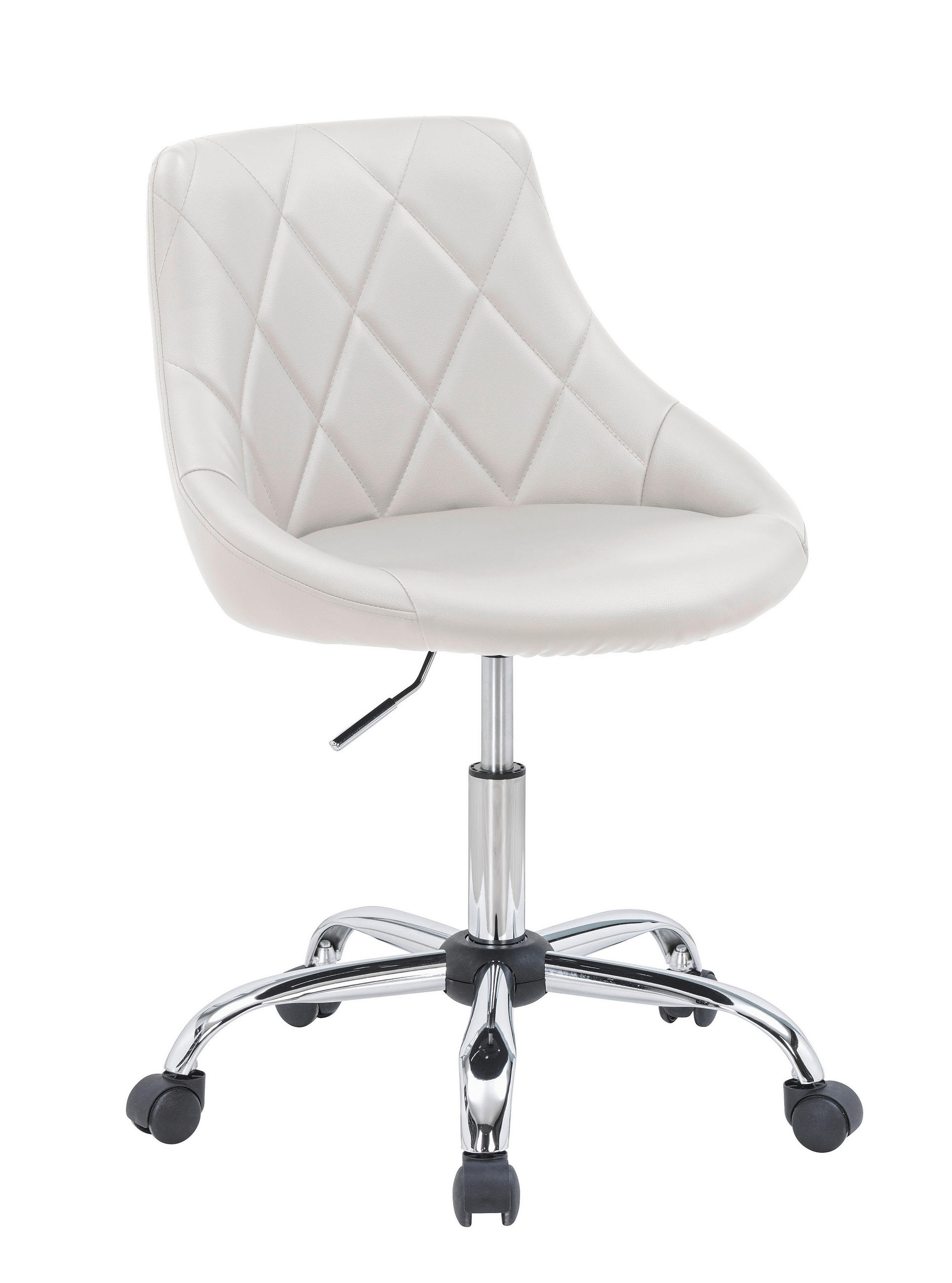OTOČNÁ STOLIČKA PRE MLÁDEŽ, kožený vzhľad, biela, chrómová - biela/chrómová, Konventionell, kov/textil (55/78-90/56cm) - Carryhome