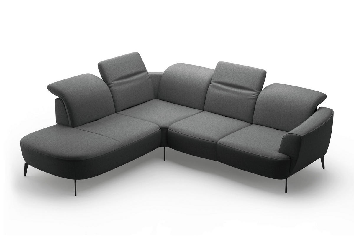 ECKSOFA in Flachgewebe Dunkelgrau  267/300 cm  - Dunkelgrau/Schwarz, KONVENTIONELL, Textil/Metall (267/300cm) - Sit & More