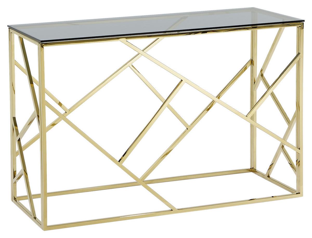 KONSOLENTISCH in Metall, Glas 120/40/78 cm   - Goldfarben, Design, Glas/Metall (120/40/78cm) - Xora