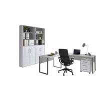 BÜRO - Weiß Hochglanz/Grau, MODERN, Holzwerkstoff/Metall - MID.YOU