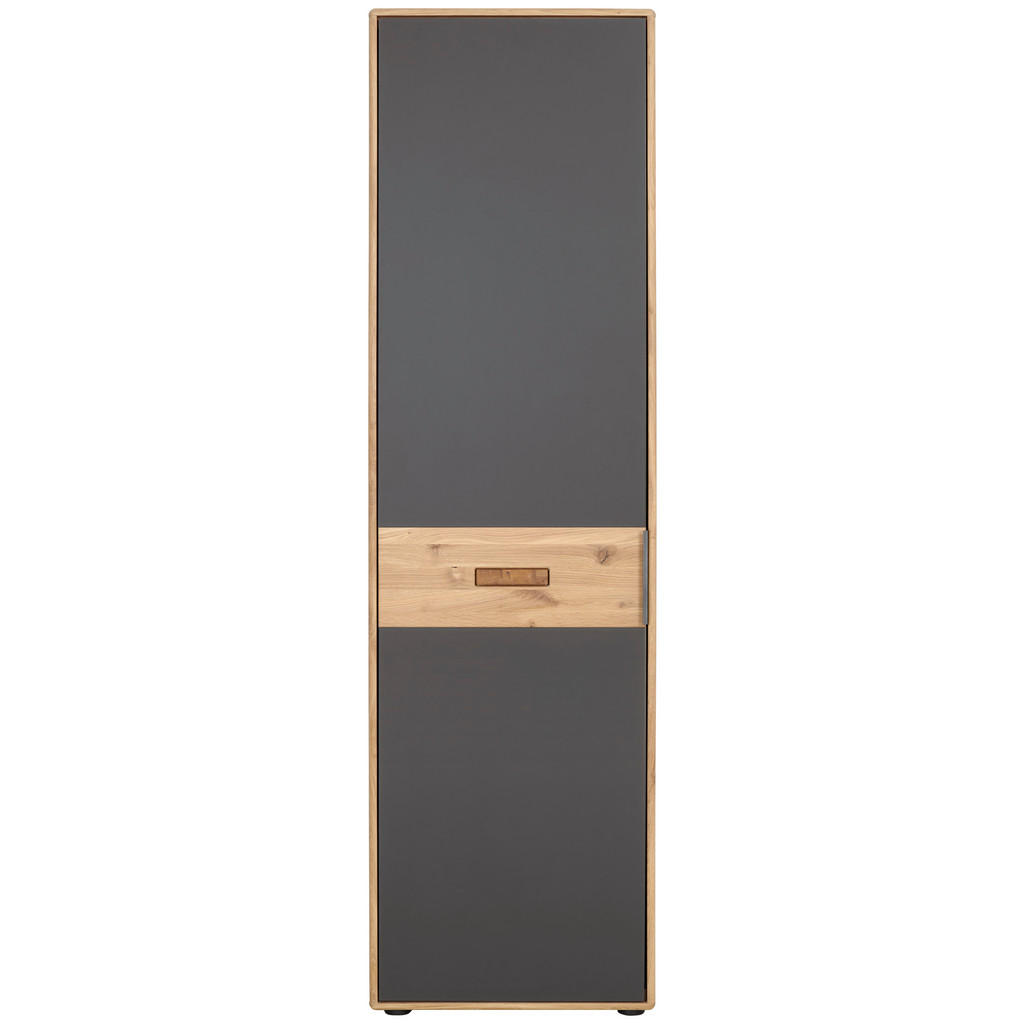 Thumbnail - Linea Natura Garderobenschrank, Anthrazit, Eiche Bianco, Holzwerkstoff, Eiche, furniert,teilmassiv, 5 Fächer, 59x207x38 ...