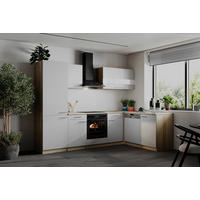 HÖRNKÖK 280/172 cm  i vit  - stålfärgad/vit, Basics, metall/trämaterial (280/172cm) - Respekta