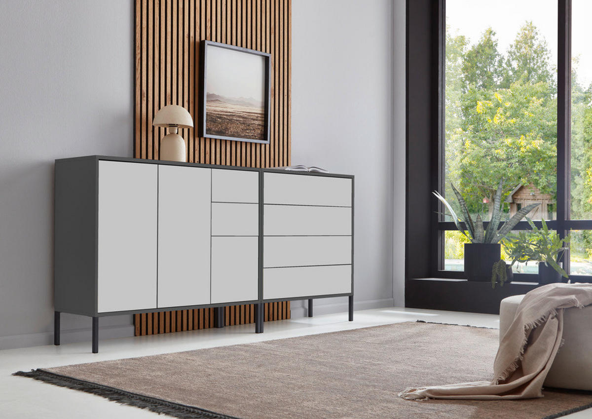 SIDEBOARD  in 184,5/86/33 cm  - Anthrazit/Weiß, MODERN, Holzwerkstoff (184,5/86/33cm) - MID.YOU