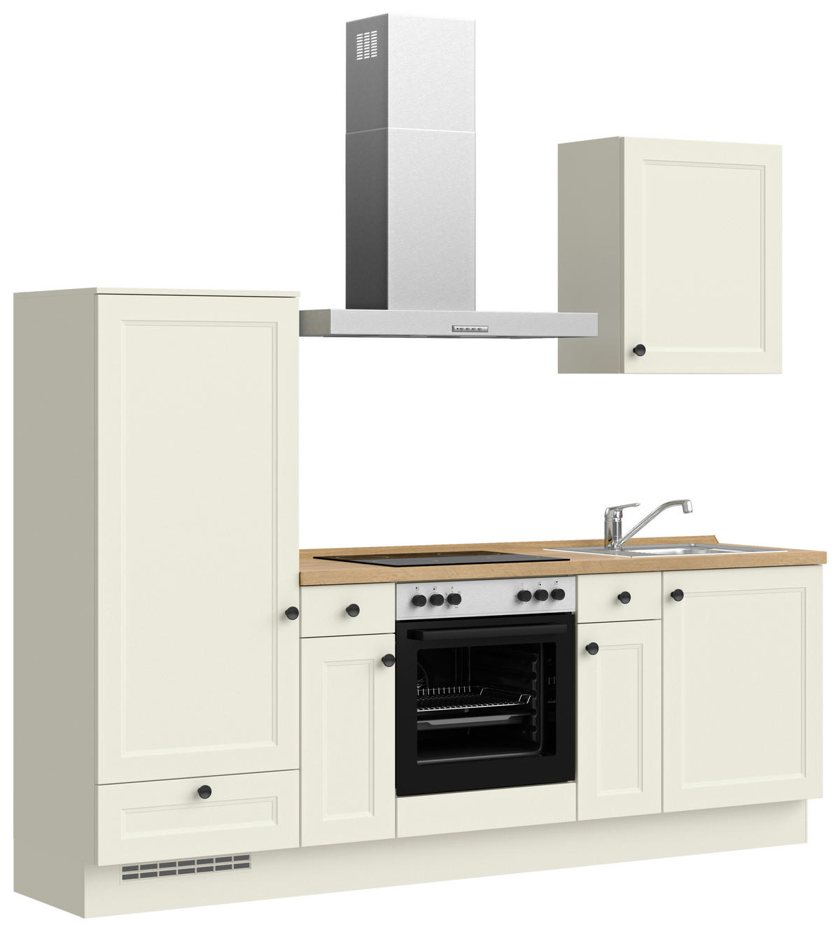 KÜCHENBLOCK Cascada 240 cm  in Weiß, Eichefarben  - Eichefarben/Schwarz, MODERN, Holzwerkstoff/Metall (240cm) - Nobilia
