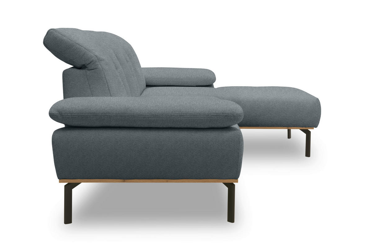 ECKSOFA Grau Mikrofaser  - Wildeiche/Schwarz, Design, Textil/Metall (242/170cm) - MID.YOU