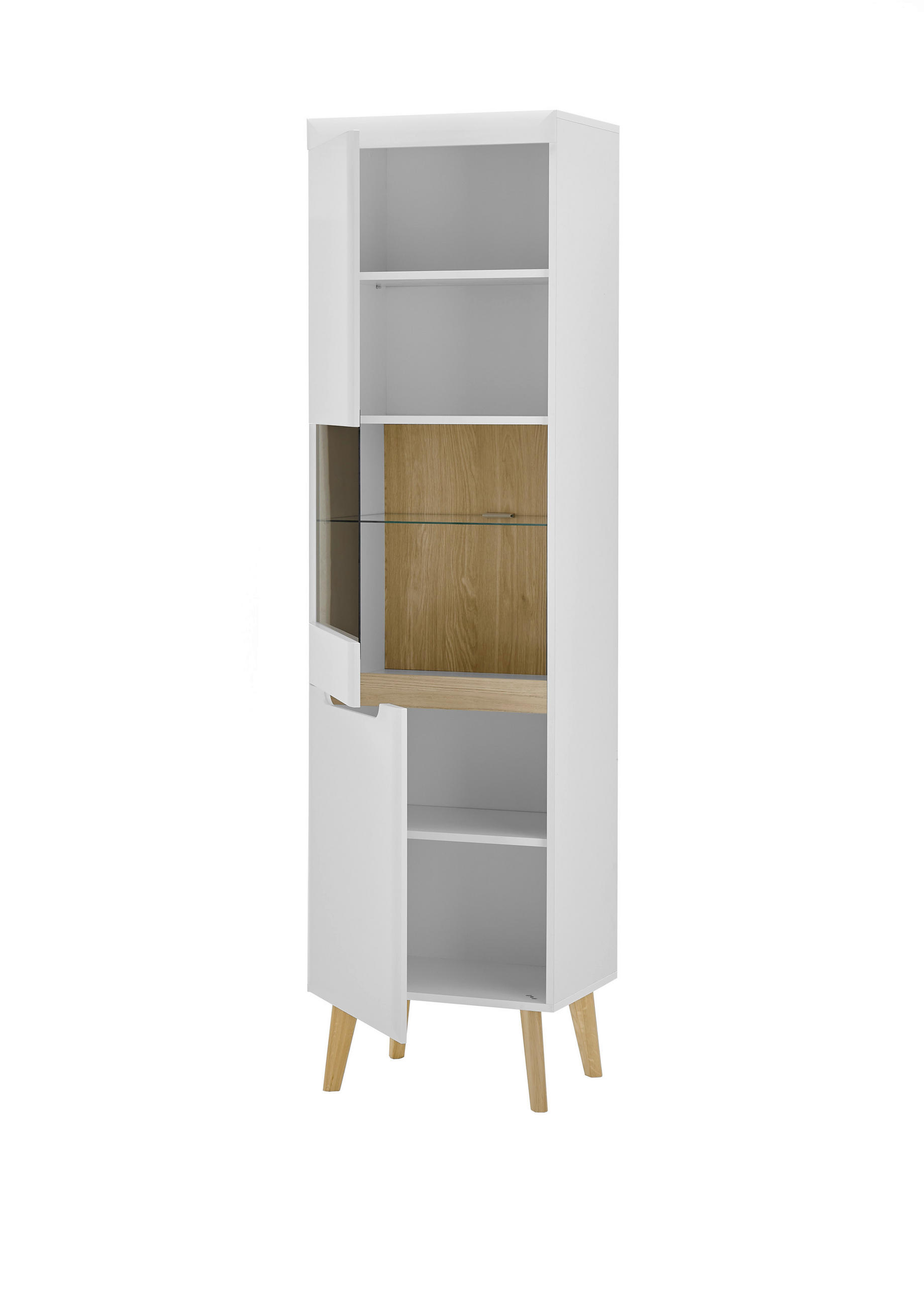 VITRINE in Eichefarben, Weiß  - Eichefarben/Weiß, Design, Holzwerkstoff (50/197/40cm) - MID.YOU