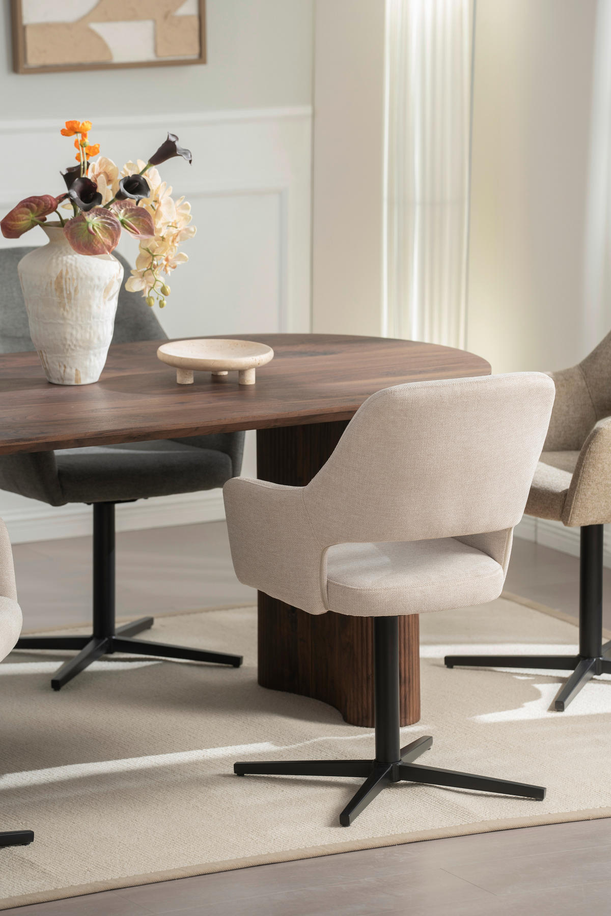 NASLANJAČ, les, kovina, tekstil bež  - črna/bež, Moderno, kovina/tekstil (56/86/63cm) - MID.YOU