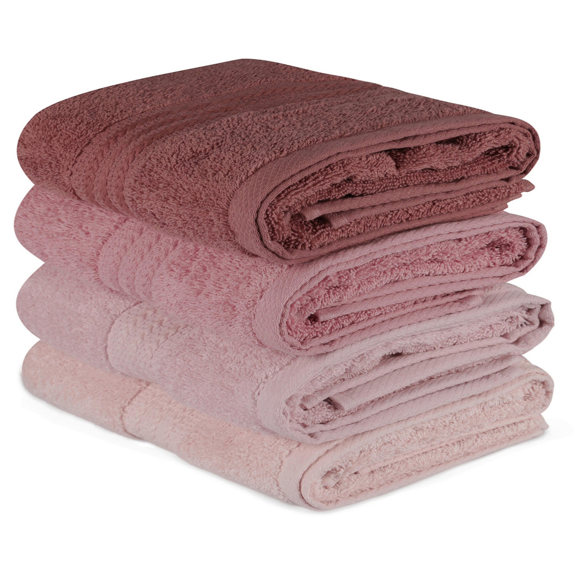 HANDTUCHSET Creme, Pink, Hellrosa 4-teilig  - Pink/Hellrosa, Basics, Textil (50/90cm)